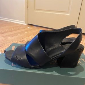 B.O.C. Black Leather Chunky Heels